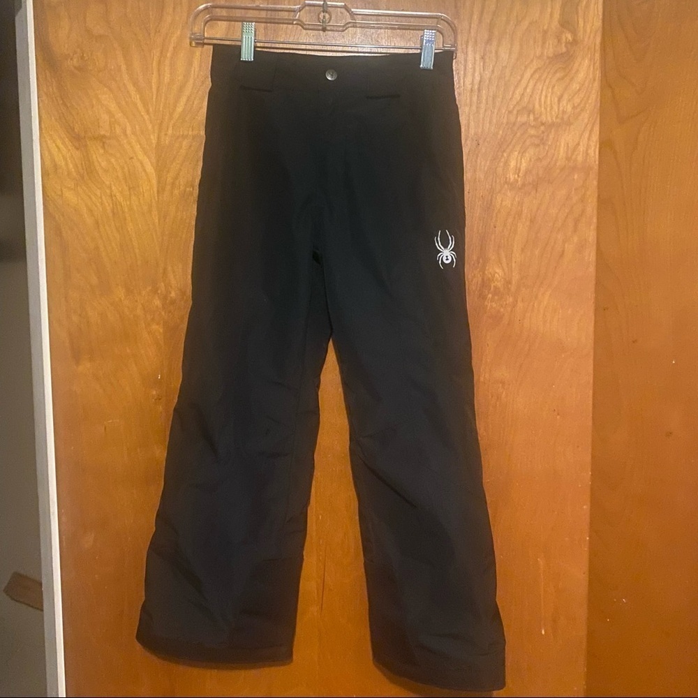 Kids Spyder black insulated ski snow pants size 8 Child